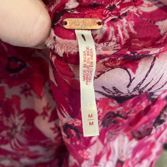 Free People Pink and Purple Floral Blouse tunic dress medium - Picture 3 of 6